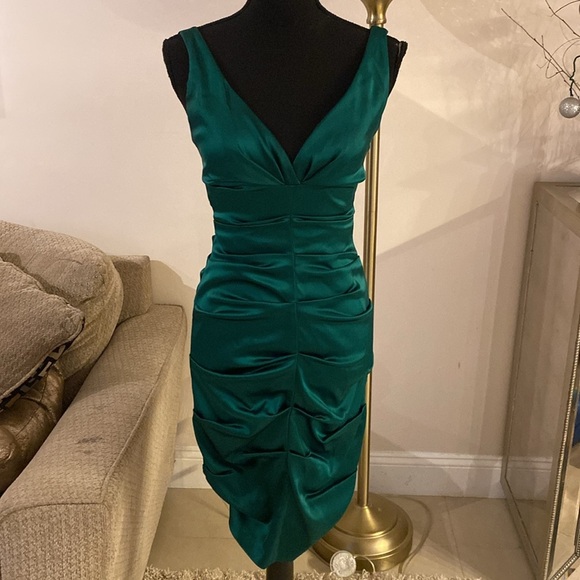 Cache Green Ruched Bodycon Mini Dress size 4 - Picture 3 of 6